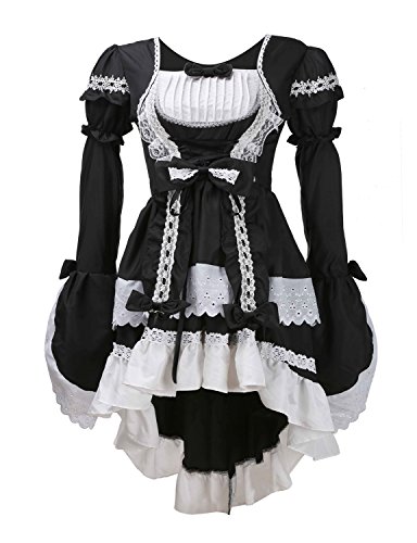 LATH.PIN Bowknot Lolita Vestidos de niña para mujer, clásico, disfraz de doncella, disfraz para Halloween, noche, cóctel, fiesta de Navidad (negro)