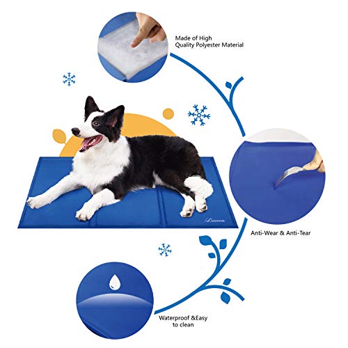 Lauva Alfombrilla Fresca para Perros Gande, Mascotas Alfombrilla Autoenfriante, Almohadillas de Hielo de Gel No Tóxicas, Colchón Dormir de Verano para Gatos, Cachorros Casa Viaje(49.5* 90 CM)