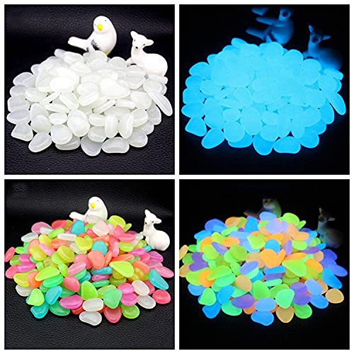 LEADALL Accesorios De Guijarros De Resina, Guijarros Que Brillan En La Oscuridad 500 Piezas De Piedras Brillantes De Colores Aptas para Peceras Acuarios Bonsáis Macetas Pasarelas Calzadas,C