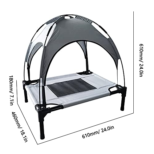 Lechnical Cama elevada para Perros con Dosel Cuna para Mascotas al Aire Libre Sombrilla portátil Tienda para Mascotas Cama de enfriamiento para Perros Gatos Camping Playa, S