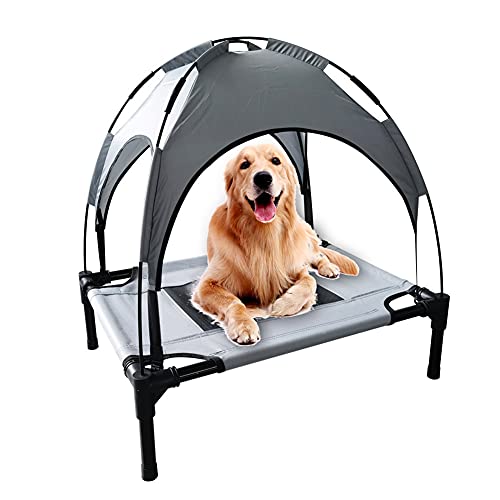 Lechnical Cama elevada para Perros con Dosel Cuna para Mascotas al Aire Libre Sombrilla portátil Tienda para Mascotas Cama de enfriamiento para Perros Gatos Camping Playa, S