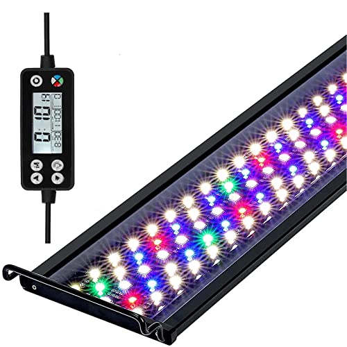 LED Luces para Acuario con temporizador, 42W Iluminación LED para Acuarios Plantados Lámpara, 120cm 2815 Lumen IP68 Impermeable para Acuarios de Agua Dulce con soporte extensible