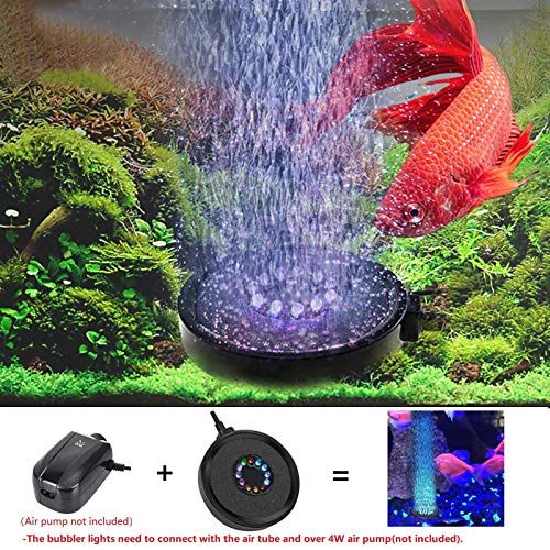 LEDGLE Acuario Aire Piedra, Burbujas Acuario Luces Sumergibles para Peces, RGB Iluminación Luz del Acuario Cambio de Color Automático 24 Decoración de LED Luces Sumergibles con Filtro para Burbujas