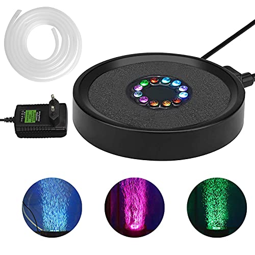 LEDGLE Acuario Aire Piedra, Burbujas Acuario Luces Sumergibles para Peces, RGB Iluminación Luz del Acuario Cambio de Color Automático 24 Decoración de LED Luces Sumergibles con Filtro para Burbujas