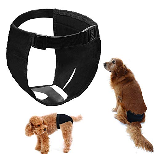 LeerKing 3 Paquetes Bragas Perras celo Lavable con 9 Toallas Sanitarias Menstruales Reutilizables Calzoncillos Higiénicos para Perros Negro XXXL