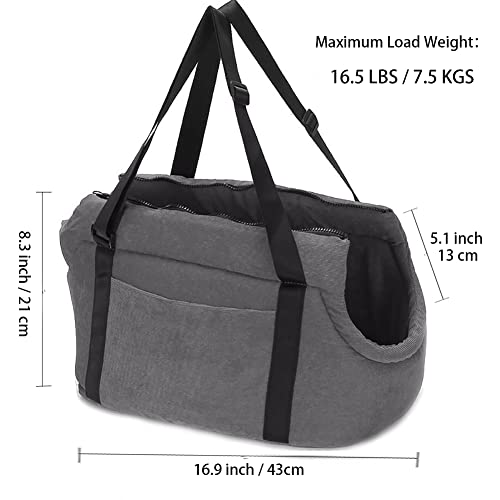 LeerKing Bolsa de Transporte para Perros y Gatos Transportín de Viaje de Pana para Mascotas, Gris L