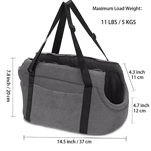 LeerKing Bolsa de Transporte para Perros y Gatos Transportín de Viaje de Pana para Mascotas, Gris M