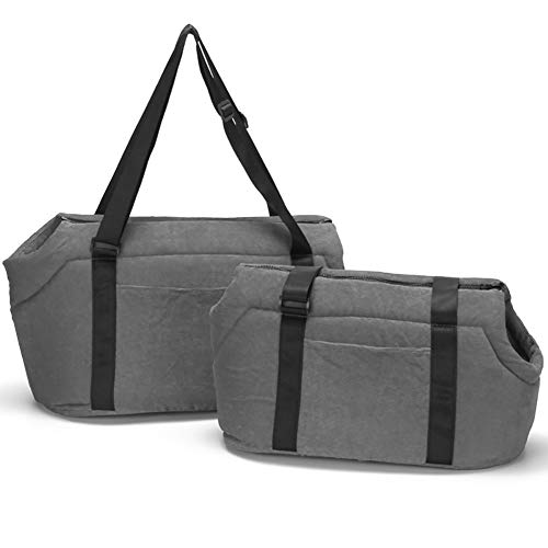 LeerKing Bolsa de Transporte para Perros y Gatos Transportín de Viaje de Pana para Mascotas, Gris M