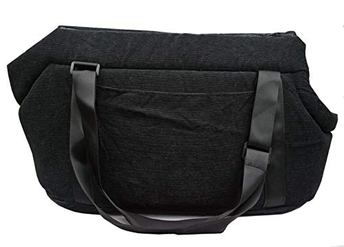 LeerKing Bolsa de Transporte para Perros y Gatos Transportín de Viaje de Pana para Mascotas, Negro L