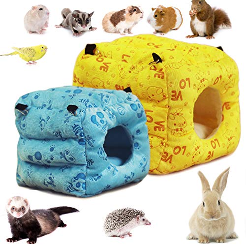 LeerKing Hamaca para Vellón de Animales Pequeños Nido de Hámster Esponjoso Colgante Cama para Jaula de Mascotas Columpio con Cadena de Metal para Rata, Ardilla, Erizo, Chinchilla, Loro, Azul L