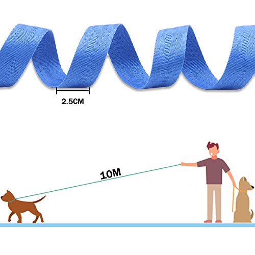 Leeyunbee 10M Cuerda de Adiestramiento para Perros, Correa de Perro Resistente Robusto, Correa Perro Larga Nylon, Correa de Entrenamiento para Perros Grandes y Pequeños (Azul)