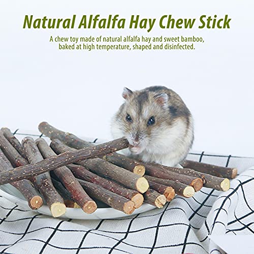 Letway Juguete para masticar hámsters, palitos de manzana naturales Timothy de bambú dulce, 3 tipos de juguetes para masticar para conejos, chinchillas, guinea y cerdos, ardillas