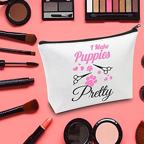 LEVLO Bolsa de cosméticos para perros de peluquería, regalo de salón de perros, ideal para hacer cachorros, ideal como regalo de agradecimiento para peluquerías de mascotas, I Make Puppies Pretty