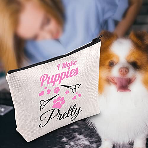 LEVLO Bolsa de cosméticos para perros de peluquería, regalo de salón de perros, ideal para hacer cachorros, ideal como regalo de agradecimiento para peluquerías de mascotas, I Make Puppies Pretty