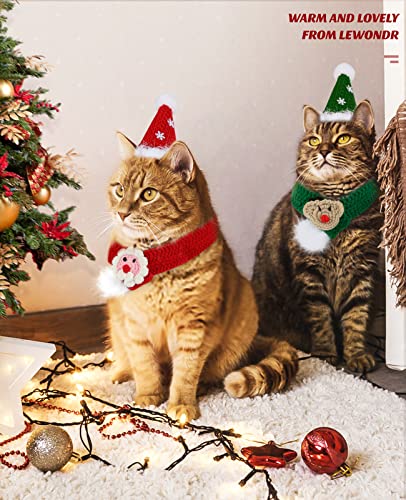 Lewondr Disfraz para Mascotas de Navidad, Sombrero y Bufanda de Reno, Ropa Navideña para Gatos Perros Tejido de Felpa para Animales Pequeños Grandes Trajes Divertidos para Festival, Talla S, Rojo