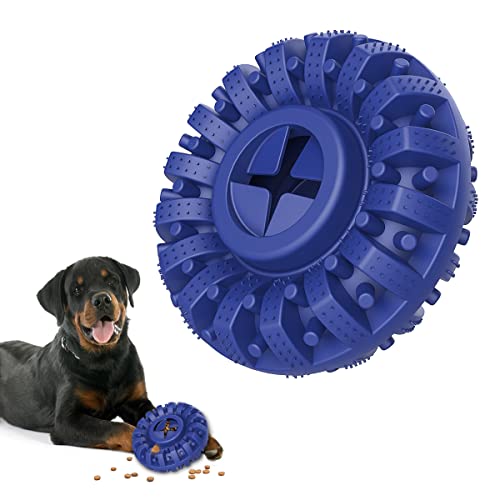 Lewondr Juguete Resistente a Mordeduras para Perros, Cepillo Dientes Limpieza Masticable Alimentador Fuga Caucho Juego Interractivo para Mascotas Grandes Medianos - Azul