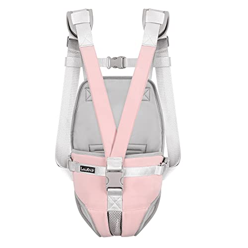 Lewondr Mochila de Perro, Bolsa Delantera para Transporte Mascotas Pequeña Transpirable Correa Seguridad Ajustable Piernas Afuera Cachorros Manos Libres Viajar Senderismo Ciclismo, Talla S, Rosa