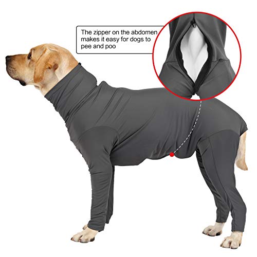 LIANZIMAU Traje de recuperación de Perro Onesie con piernas Mangas largas Transpirable Protege el Cono de heridas Alternativo Chaleco quirúrgico después de la cirugía Pijama para Perros