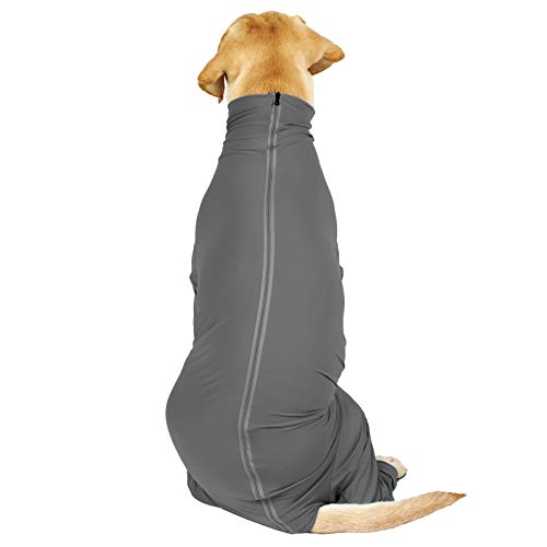 LIANZIMAU Traje de recuperación de Perro Onesie con piernas Mangas largas Transpirable Protege el Cono de heridas Alternativo Chaleco quirúrgico después de la cirugía Pijama para Perros