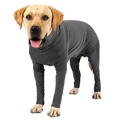 LIANZIMAU Traje de recuperación de Perro Onesie con piernas Mangas largas Transpirable Protege el Cono de heridas Alternativo Chaleco quirúrgico después de la cirugía Pijama para Perros