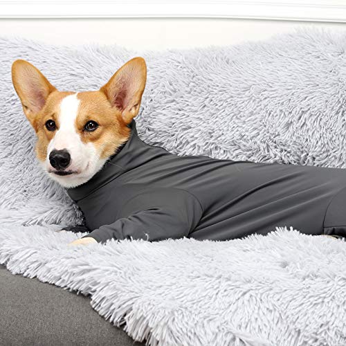 LIANZIMAU Traje de recuperación de Perro Onesie con piernas Mangas largas Transpirable Protege el Cono de heridas Alternativo Chaleco quirúrgico después de la cirugía Pijama para Perros