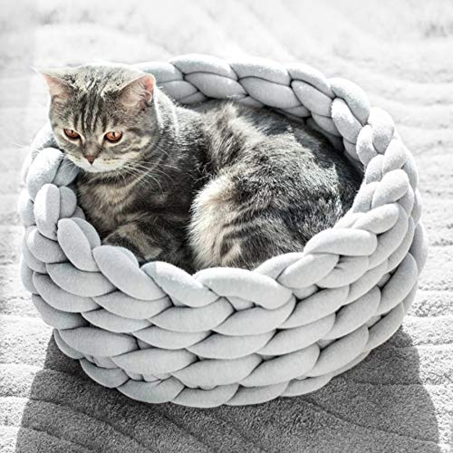 Lidylinashop Caseta Perro Interior Cueva Gato Gato Bolsa de Dormir De Lujo Cama del Perro Caliente Cama del Perro Interior Casa de Mascotas Portátil Cama de Perro 40cm,White