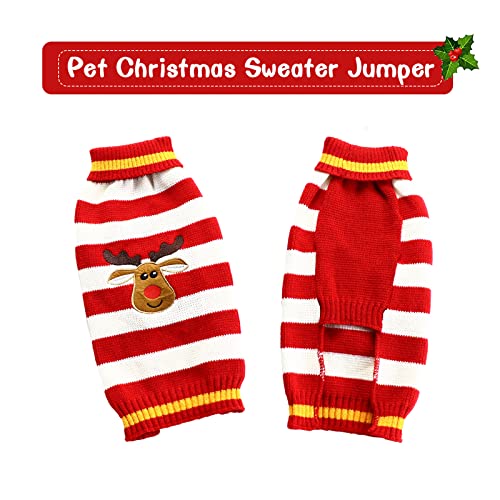 Lifegogo Jersey de Navidad para perros medianos y grandes, ropa de punto a rayas rojas y blancas, abrigo de invierno cálido para perro, suéter para perro, ropa - L