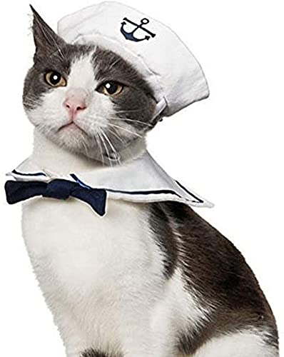 LILIXINGSH Ropa navideña para Perro Disfraz Gato Gato Perro Marinero Traje Sombrero Marino Corbata Mascota Marinero Traje Conjunto de Traje de Vela Traje de Halloween for Mascotas