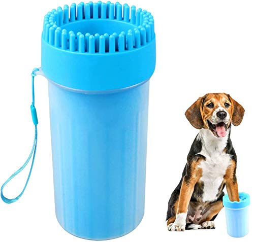 Limpiador de Patas de Perro,Taza de Limpieza para Mascotas,Taza de pie para Mascotas cepillo de limpieza portátil para limpieza de mascotas para limpiar las garras sucias del perro--azul