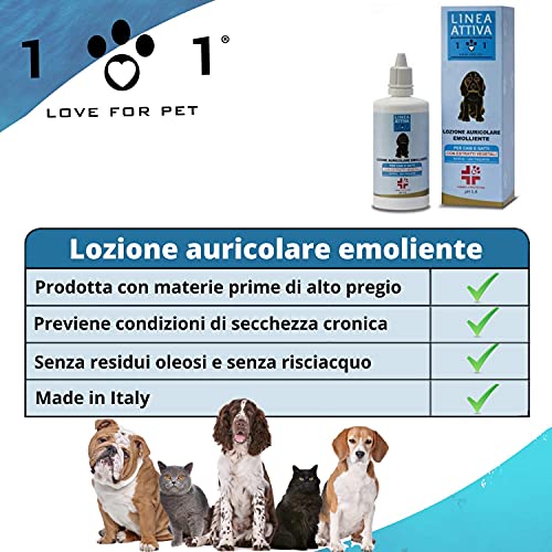 Limpiador para Orejas Natural y Vegetal, 100 ml - contra Malos olores, piruro, irritación, ácaros y tirones – para la Limpieza Auricular de Perros y Gatos – Línea 101