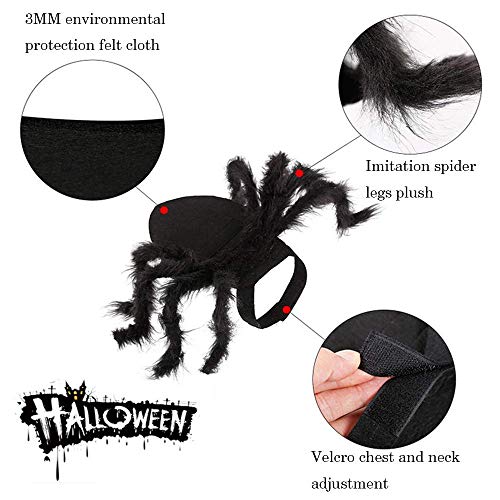 LINKE Disfraz De Mascota De Halloween Para Perro Gato Cosplay De Araña De Felpa Premium Ropa Con Cuello Ajustable, Decoraciones De Fiesta