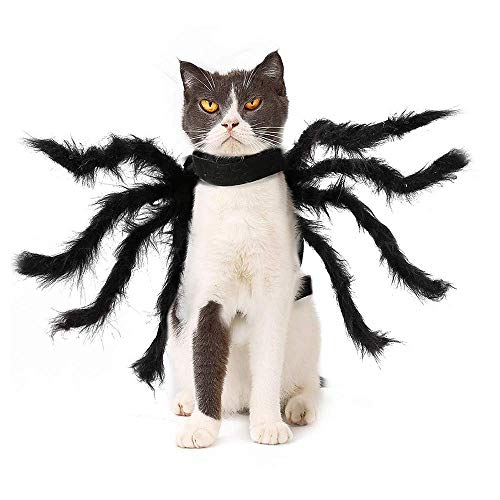 LINKE Disfraz De Mascota De Halloween Para Perro Gato Cosplay De Araña De Felpa Premium Ropa Con Cuello Ajustable, Decoraciones De Fiesta