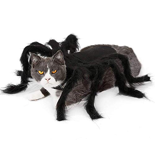 LINKE Disfraz De Mascota De Halloween Para Perro Gato Cosplay De Araña De Felpa Premium Ropa Con Cuello Ajustable, Decoraciones De Fiesta