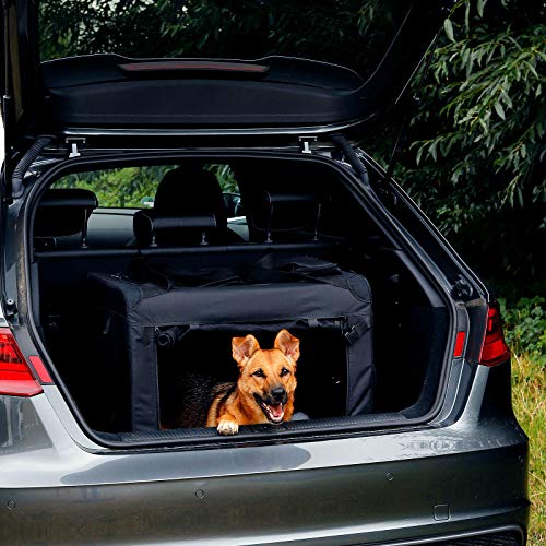 lionto Bolsa de Transporte para perros gatos box caja plegable (XL) 82x58x58 cm Negro