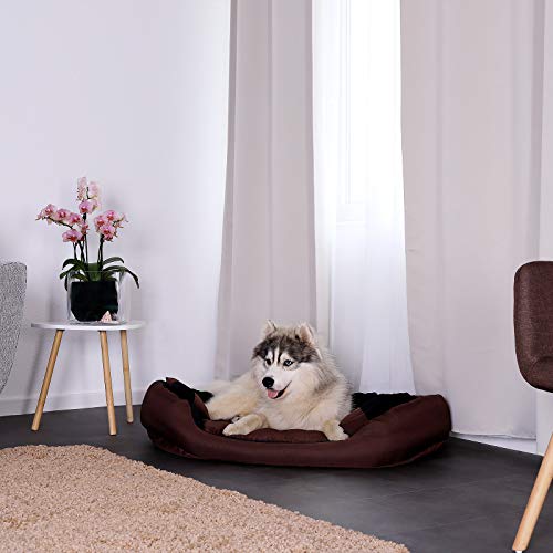 lionto Cama para perros 4 en 1 cojín para perros cesta para perros con cojín reversible (M) 85x70 cm negro/marrón