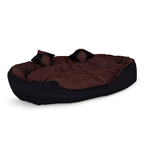 lionto Cama para perros 4 en 1 cojín para perros cesta para perros con cojín reversible (M) 85x70 cm negro/marrón