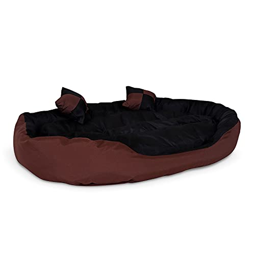 lionto Cama para perros 4 en 1 cojín para perros cesta para perros con cojín reversible (M) 85x70 cm negro/marrón