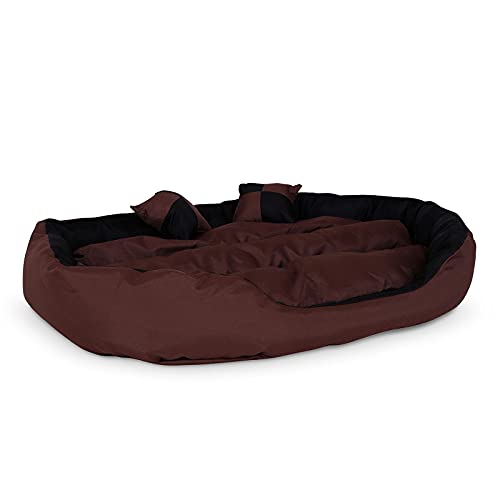 lionto Cama para perros 4 en 1 cojín para perros cesta para perros con cojín reversible (M) 85x70 cm negro/marrón