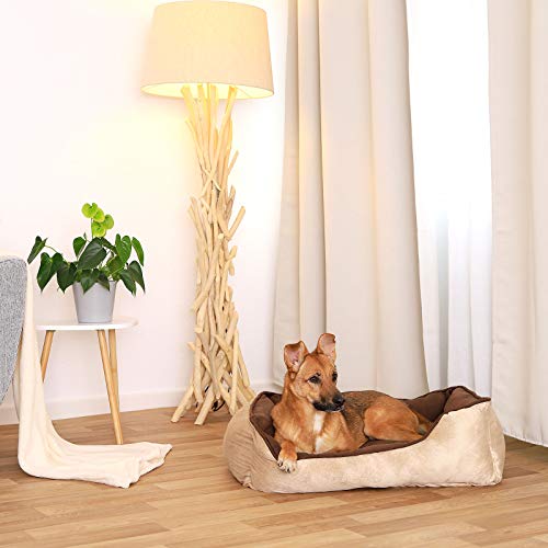 lionto Cama perros 2 en 1 cojín perros sofá perros tamaño (M) 80x60 cm marrón/beige