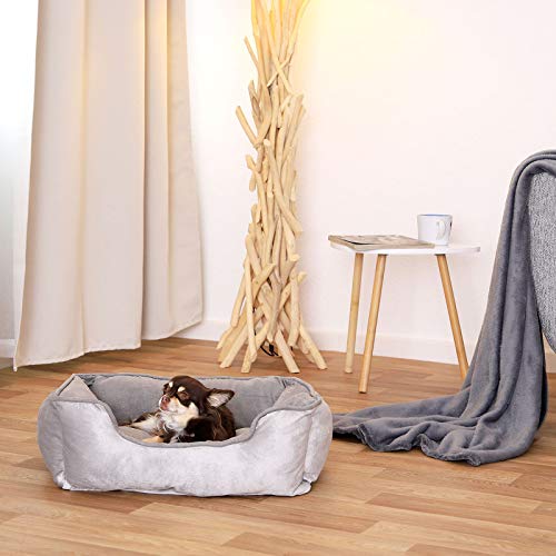 lionto Cama perros 2 en 1 cojín perros sofá perros tamaño (S) 60x50 cm Gris