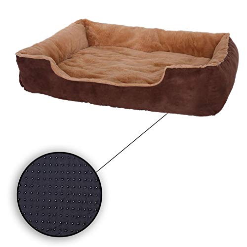 lionto Cama perros cojín perros cesta perros con cojín tamaño (XL) 90x70 cm beige/marrón