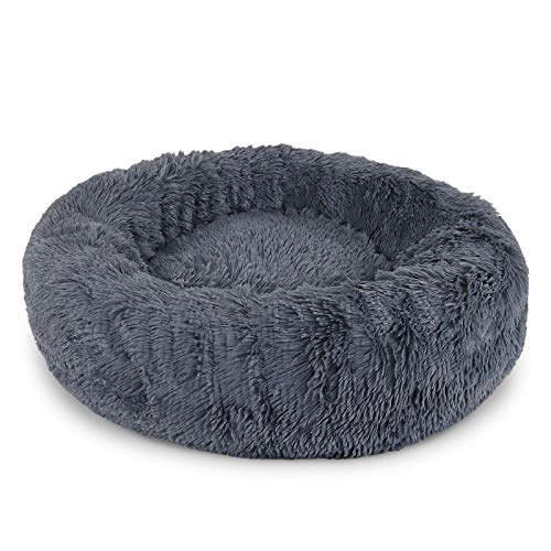 lionto Cama perros redonda cojín gatos sofá para perros donut (3XL) Ø 100 cm Gris oscuro