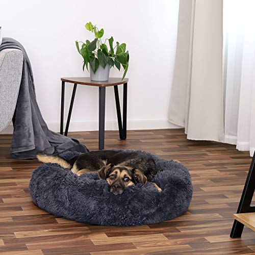 lionto Cama perros redonda cojín gatos sofá para perros donut (XL) Ø 70 cm Gris oscuro