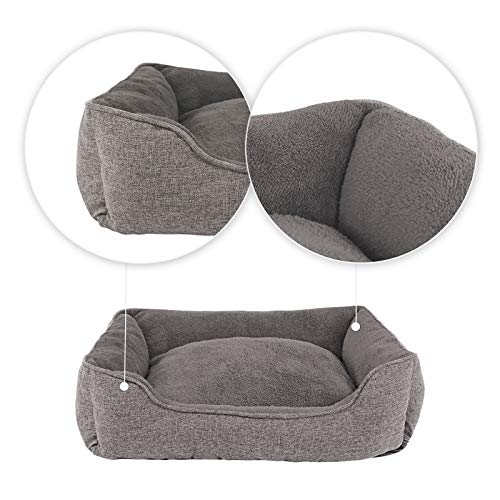 lionto Cama perros tejida mezclado cojín perros funda extraíble (S) 75x60 cm Gris