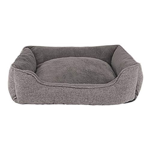 lionto Cama perros tejida mezclado cojín perros funda extraíble (S) 75x60 cm Gris