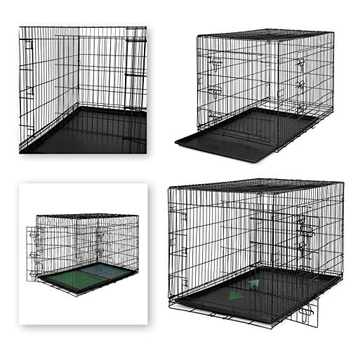 lionto Jaula transporte plegable para perros caja de transporte (XXXL) 122x75x81 cm