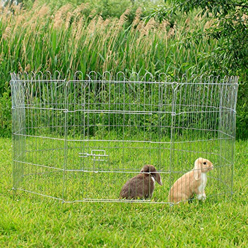 lionto Parque jaula para mascotas pequeñas recinto plegable con puerta 8 elementos (L) 59x78 cm