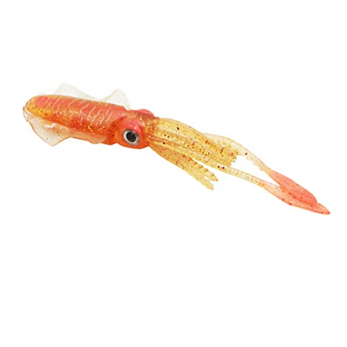 LIOOBO señuelos de Pesca señuelos Suaves flotantes Pulpo Luminoso Calamar Artificial Cebo de Pesca Cebo de Aguas Profundas (9 5 cm 4 3 g)