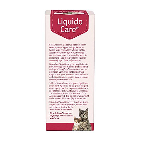 Liquidocare Estimulador del apetito Gato 180 ml/para la restauración nutricional, en convalecencia y para la lipidosis hepática del Gato, Rojo (HS501)