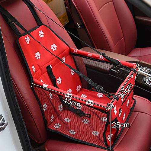 Litthing Asiento del Coche para Mascotas Asiento de Transporte para Perro Gato Plegable Viaje Bolsas Portable Mascotas Cubierta Asiento Vehículo Perro para Viaje (Rojo)